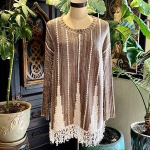 Macy’s boho texture fringe tunic oversized sweater